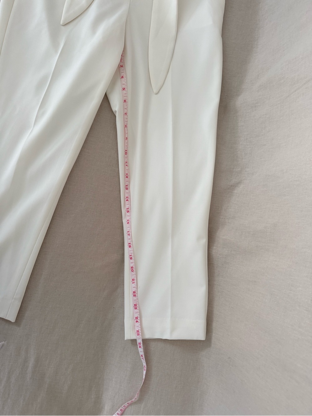 DKNY Cream Belted Ankle Pants | Fully Lined Trousers | Neutral | Classic - Picture 11 of 14